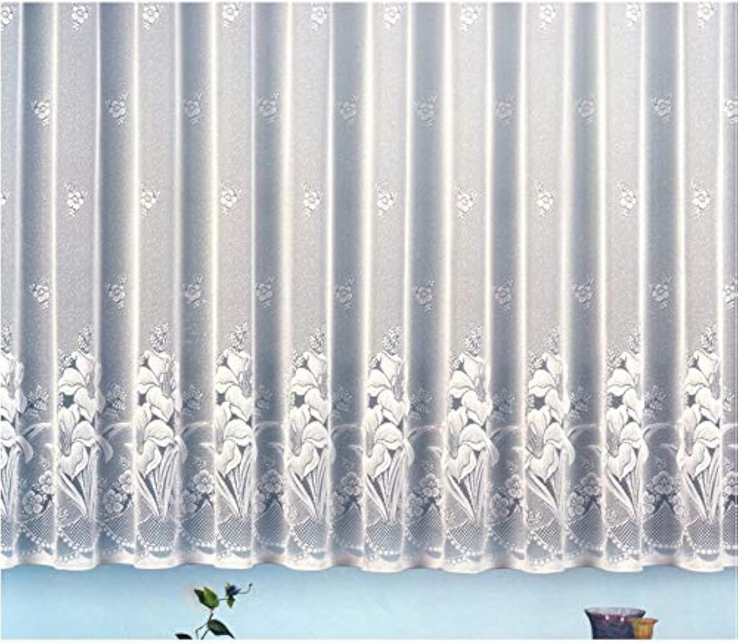 Heimtexland Tenda A Occhielli In Voile – 245x140 Cm, Ricamo Fiori Galleggianti, Bianco Puro, Pronto Da Appendere - 2