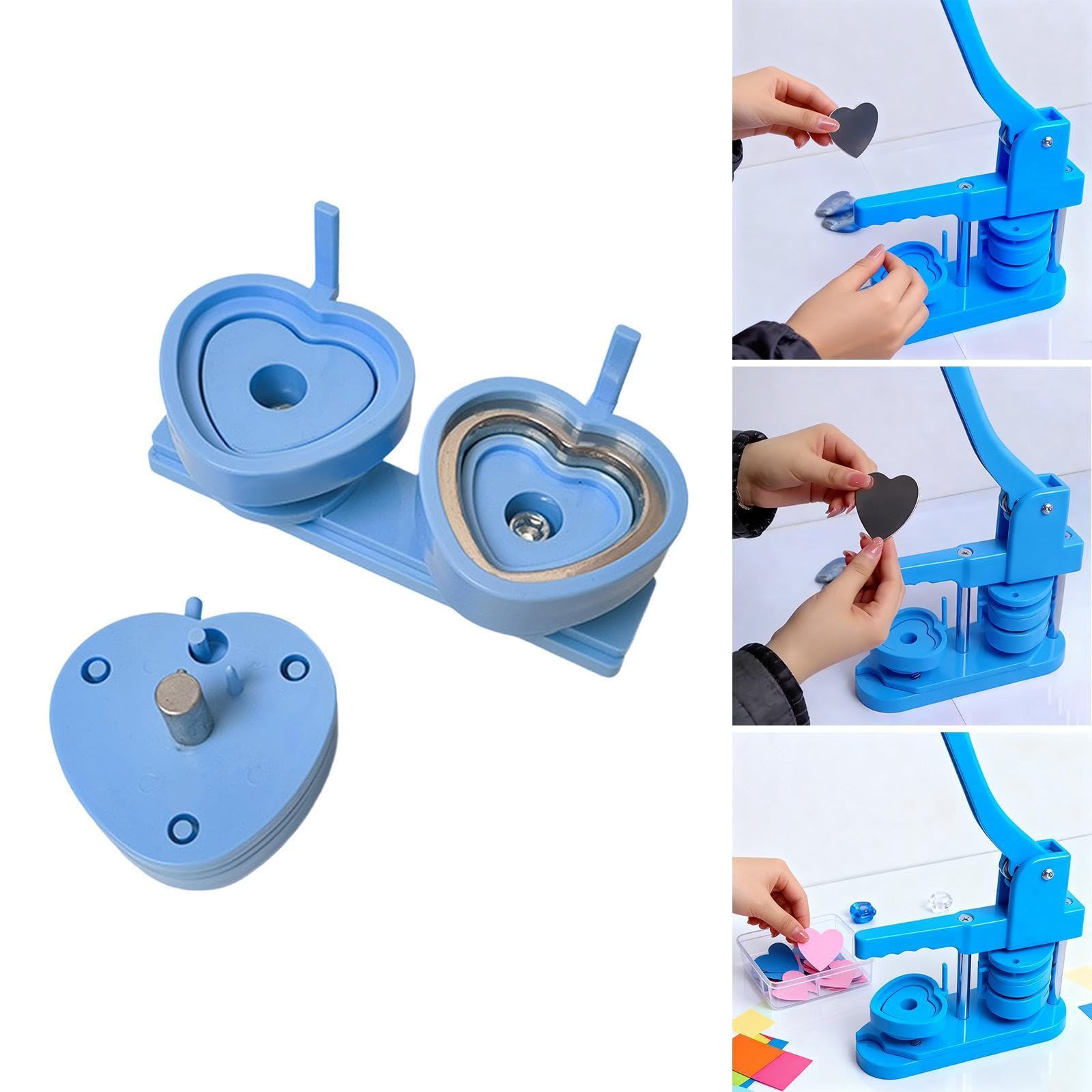 predolo Máquina para Hacer Insignias, Pins Y Botones, Modelo de Troquel Intercambiable, Accesorios para Máquina de de Insignias con Forma de Corazón, Azul Claro