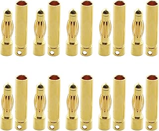 RLECS 20 Pairs Gold Plated Lantern Banana Heads Male Female Banana Plugs RC Parts 4MM Brass Bullet Plugs For Battery Motors Electric Motors High Current Electric Adjustable Plugs