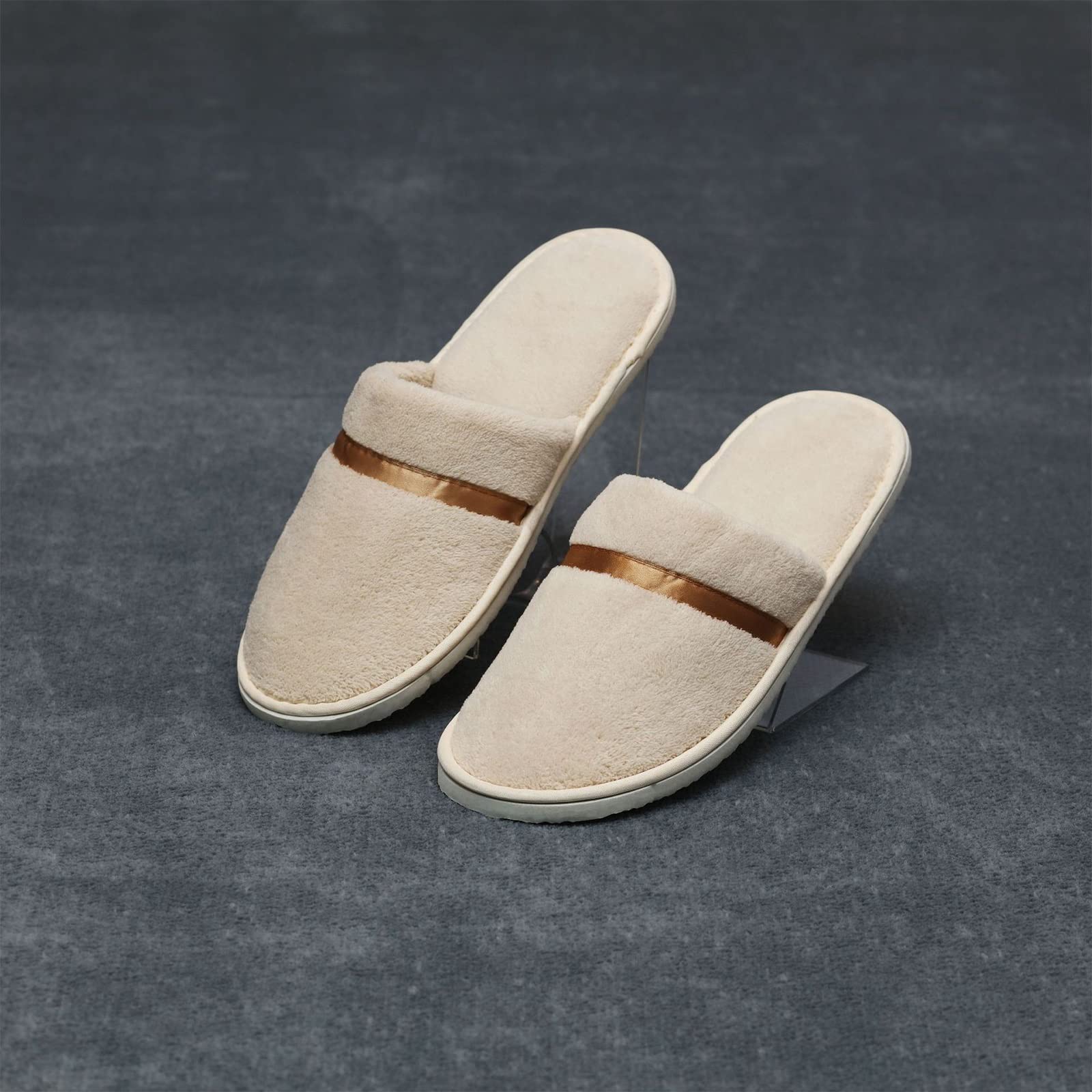 10 Pares de Zapatillas de SPA no Desechables, Zapatillas de SPA mullidas con Punta Cerrada para Hotel, hogar, Uso de huéspedes, se adaptan a la mayoría de Hombres o Mujeres (Color: Gris Oscuro,