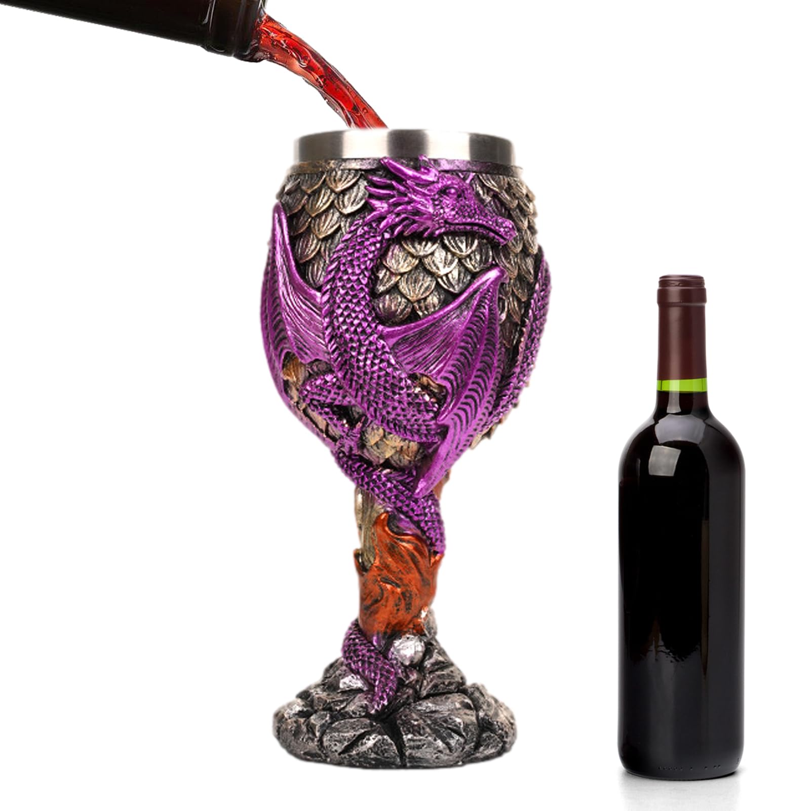 Copa de vino de dragón y cáliz medieval para cenas temáticas y decoración de salones