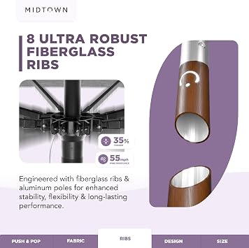 Midtown Umbrellas Push and Pop - 10 Ft Patio Umbrella, Apple Canopy