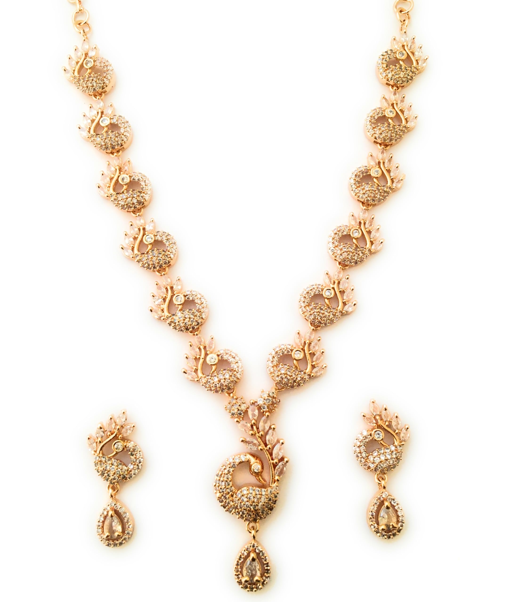 Sasitrends Traditional Micro Gold Plated American Diamond Stone Studded Designer Necklace Jewellery Set for Women & Girls (B0CMCTD996) Amazon Price History, Amazon Price Tracker