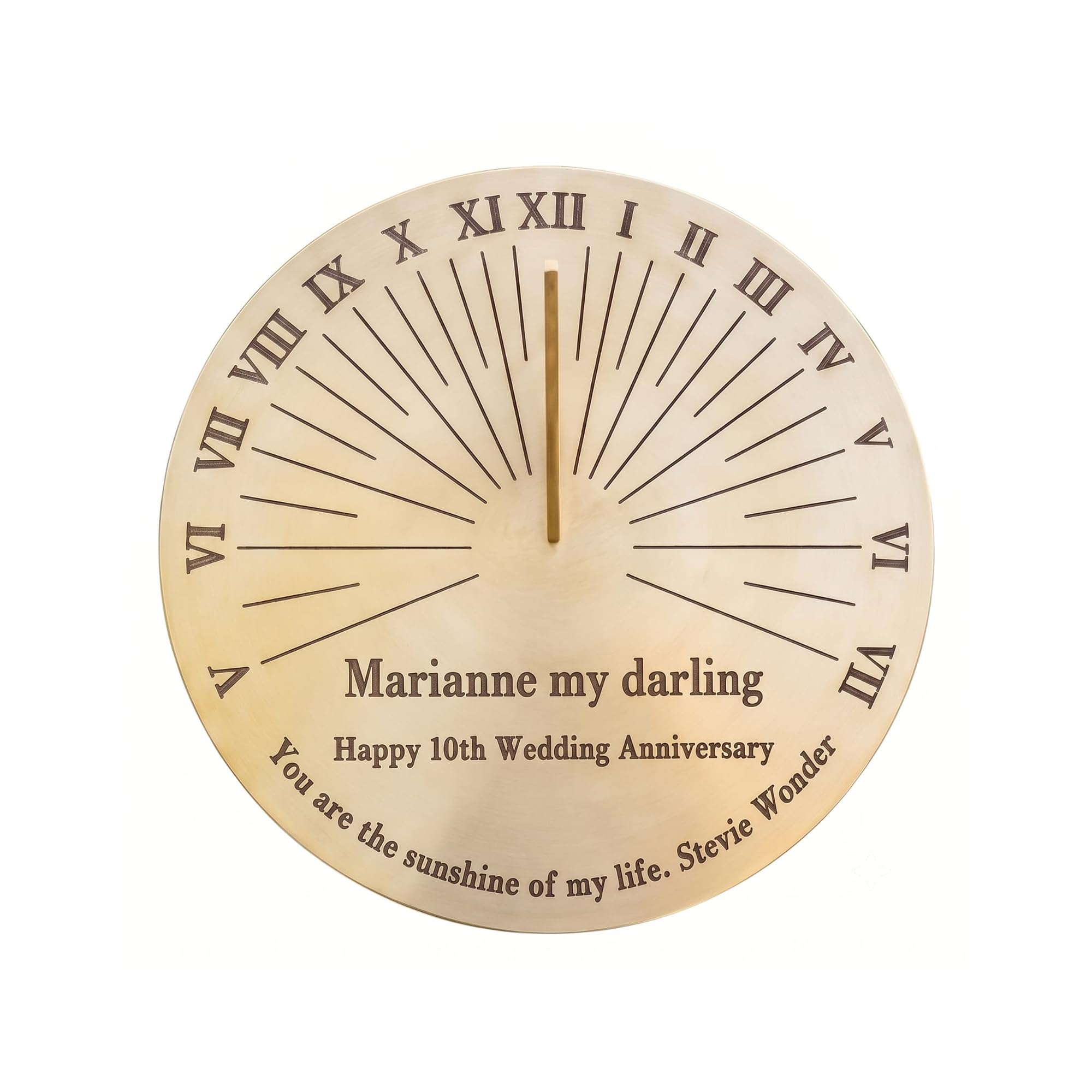 Custom Anniversary Sundial Gift for 10th Tin Wedding Anniversary in 2026 - 8" Brass Metal Home Decor Or Garden Present Idea - Handmade in UK for Him, Her Parents Or Couples 10 Year Celebration โ image 1