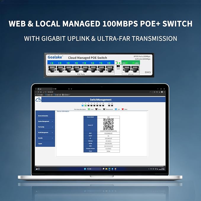 Switch PoE gestionado Goalake de 10 puertos, 120W miniatura 2