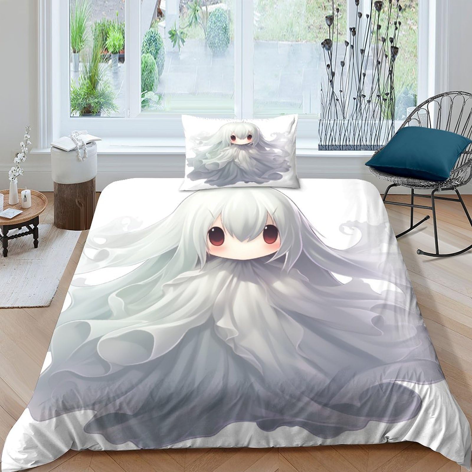 Housse de couette 135x200 parure de lit fille 3 pièces en microfibre douce et taies
