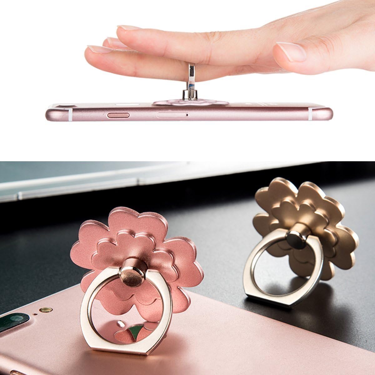 Phone Ring Stand Holder 4 Package Finger Grip Stand Holder Ring, 360°Rotation Phone Ring Grip for Phone case Tablet PC Smartphone Phone Ring (Flowers)