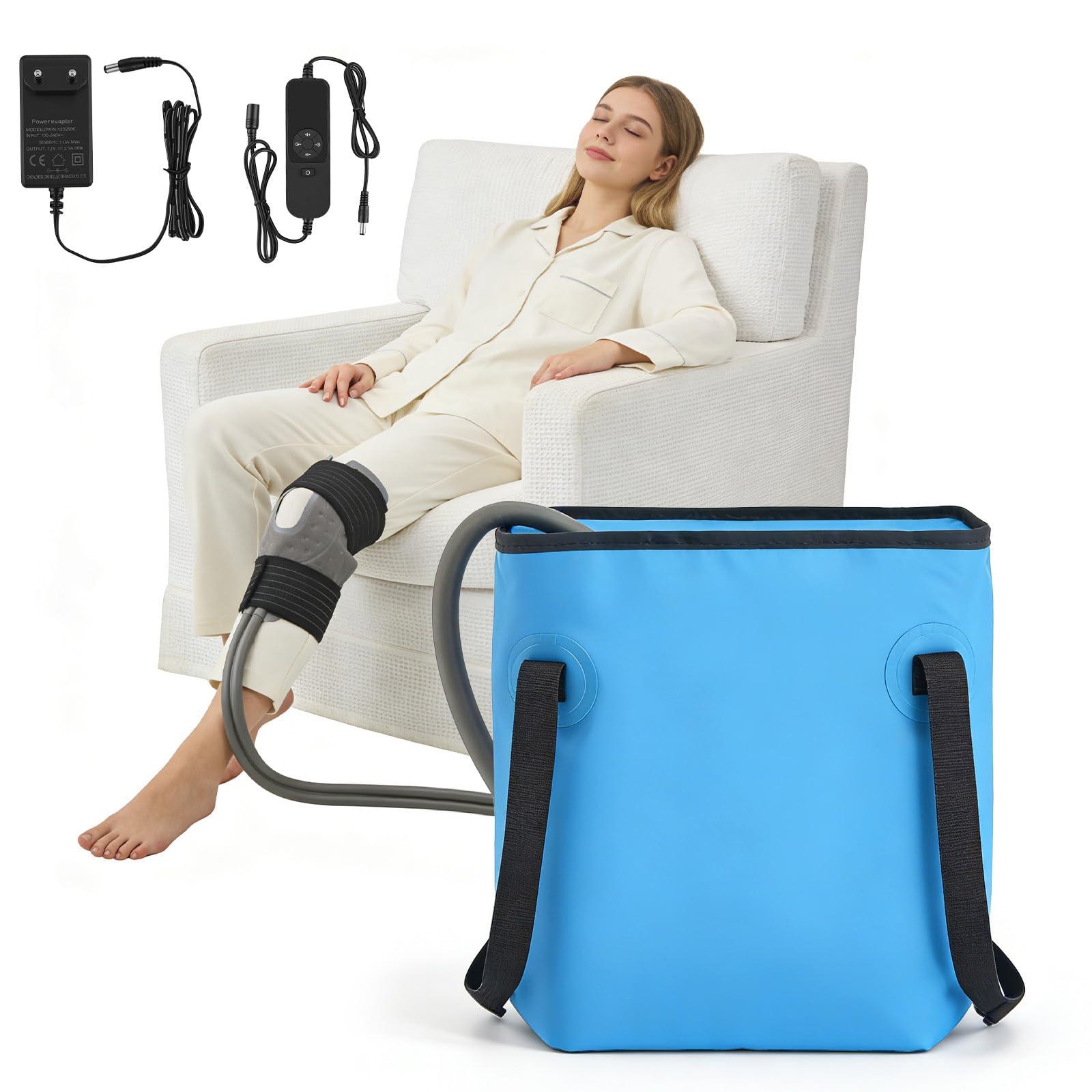Bolsa de hielo Rodilla Cryo Machine 14L, Compresa Fría Máquina de Bolsillo de Frío Reutilizable, Cryo Pierna Bolsa de Hielo Tobillo Antifugas Mejorado, para Rodilla, Tobillo, Hombros, Espalda
