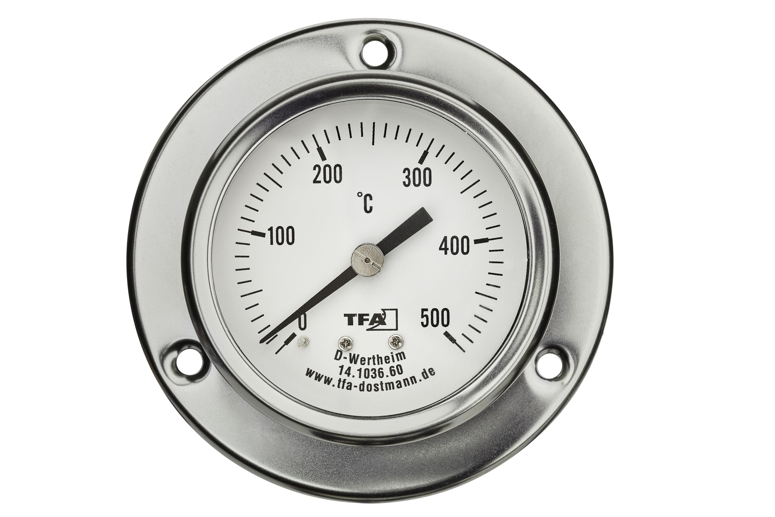 TFA Dostmann Thermomètre à Pizza, 14.1036.60, Acier Inoxydable, pour Four à Pizza, Four à Pierre, Four à Bois, Le Gril/Smoker, 500°C, sonde à câble, pièce de Rechange, argenté