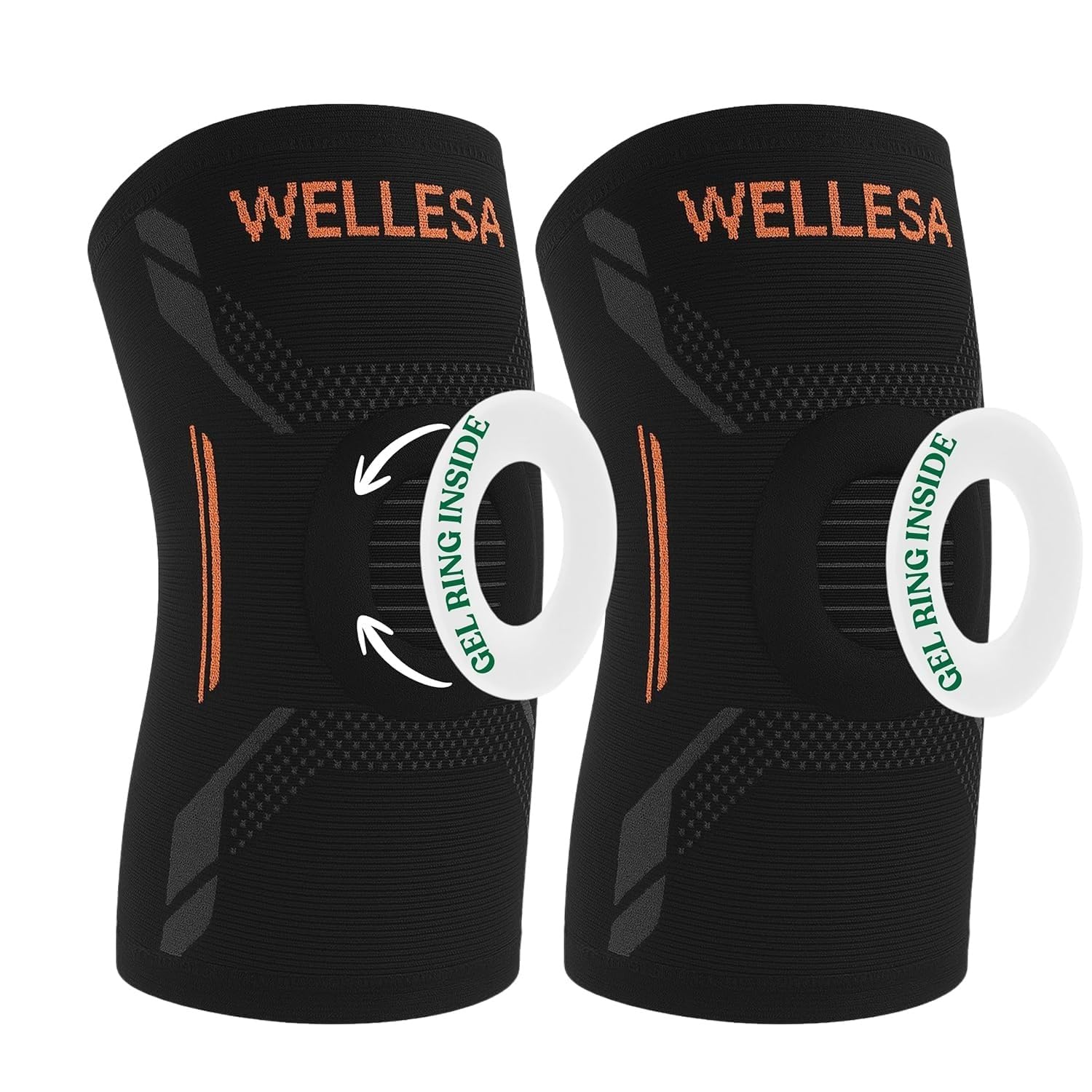 WELLESA NeoRing Knee Support Knee Cap for Men & Women | Pain Relief knee Brace Compression Knee Sleeve for pain relief vericose veins Sports, Gym & Injury Recovery (Pack of 2) (L)-image-13