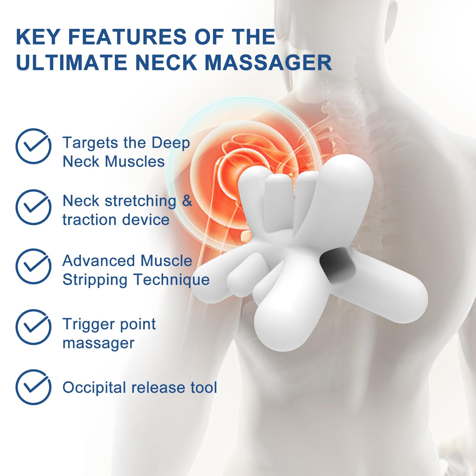 Occipital Release Tool, Nacken- und Schulter-Triggerpunkt-Massagegerät zur Linderung von Kopfschmerzen, Tiefengewebe-Druckpunkt-Gerät mit Akupressur-Design, zielt auf schwer erreichbare Muskeln ab