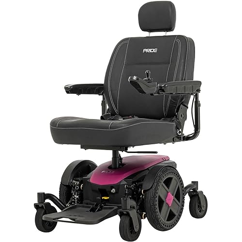 Pride Jazzy EVO 614 Power Wheelchair, 300 lbs. Weight Capacity, with 5-Year Extended Warr (Sugar Plum, 20″ × 18″ – 20″ Seat)