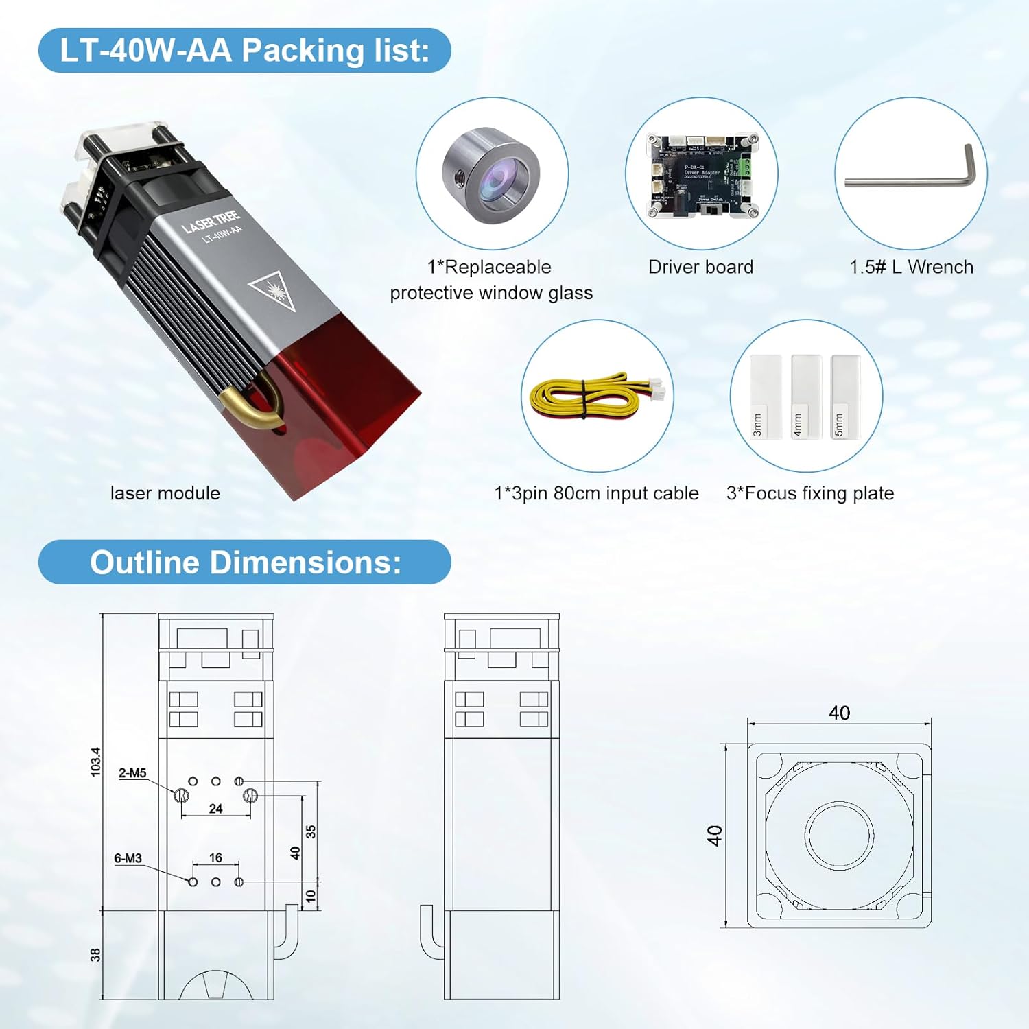 Packing list and module dimensions