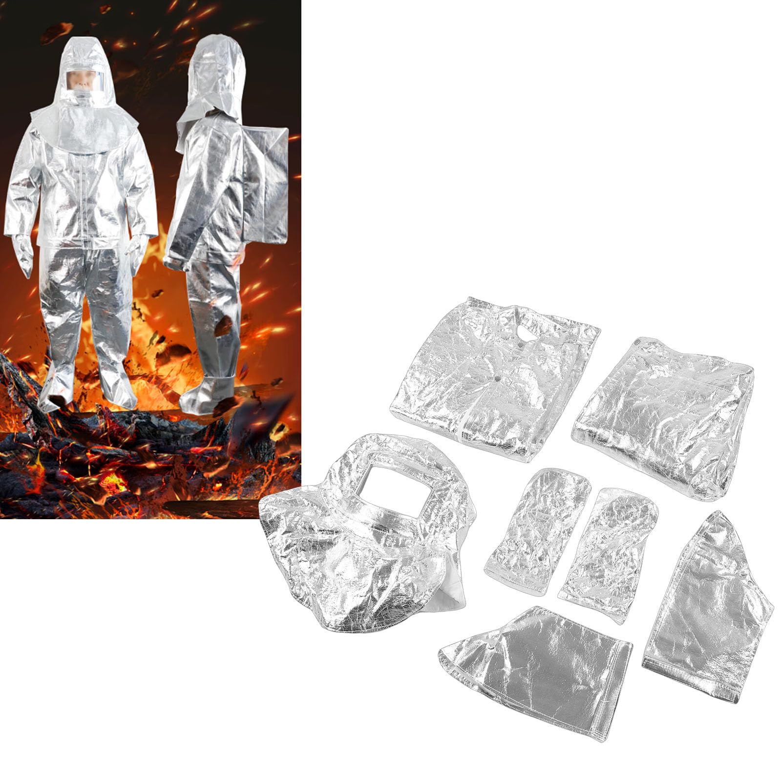 banapoy Traje con Aislamiento Térmico Ropa Ignífuga, 1000-1200 ℃ Ropa con Aislamiento de Radiación Térmica Ignífuga a Prueba de Llamas Dividida, para Protección contra Incendios