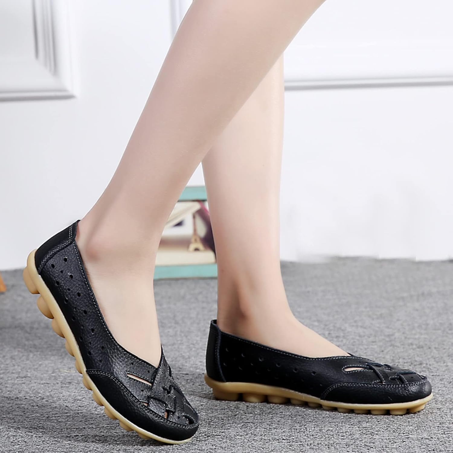 Women's Orthopedic Loafers, Slip-On Flats, Casual Comfort Walking Shoes with Barefoot Feel, Anti-Slip Sole Flats Round Toe Low Heels Casual Shoes Wedge Slip on Vintage Dressy - Image 3