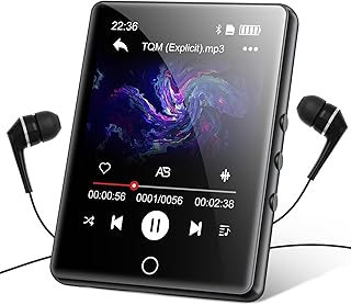 64GB Mp3 Player with Bluetooth 5.0, 2.8" Full Touch Screen Mp4 Music Player, Portable Digital Lossless Media Player with FM Radio Speaker for Kids, Up to 128GB, Protective Case Headphones Included
