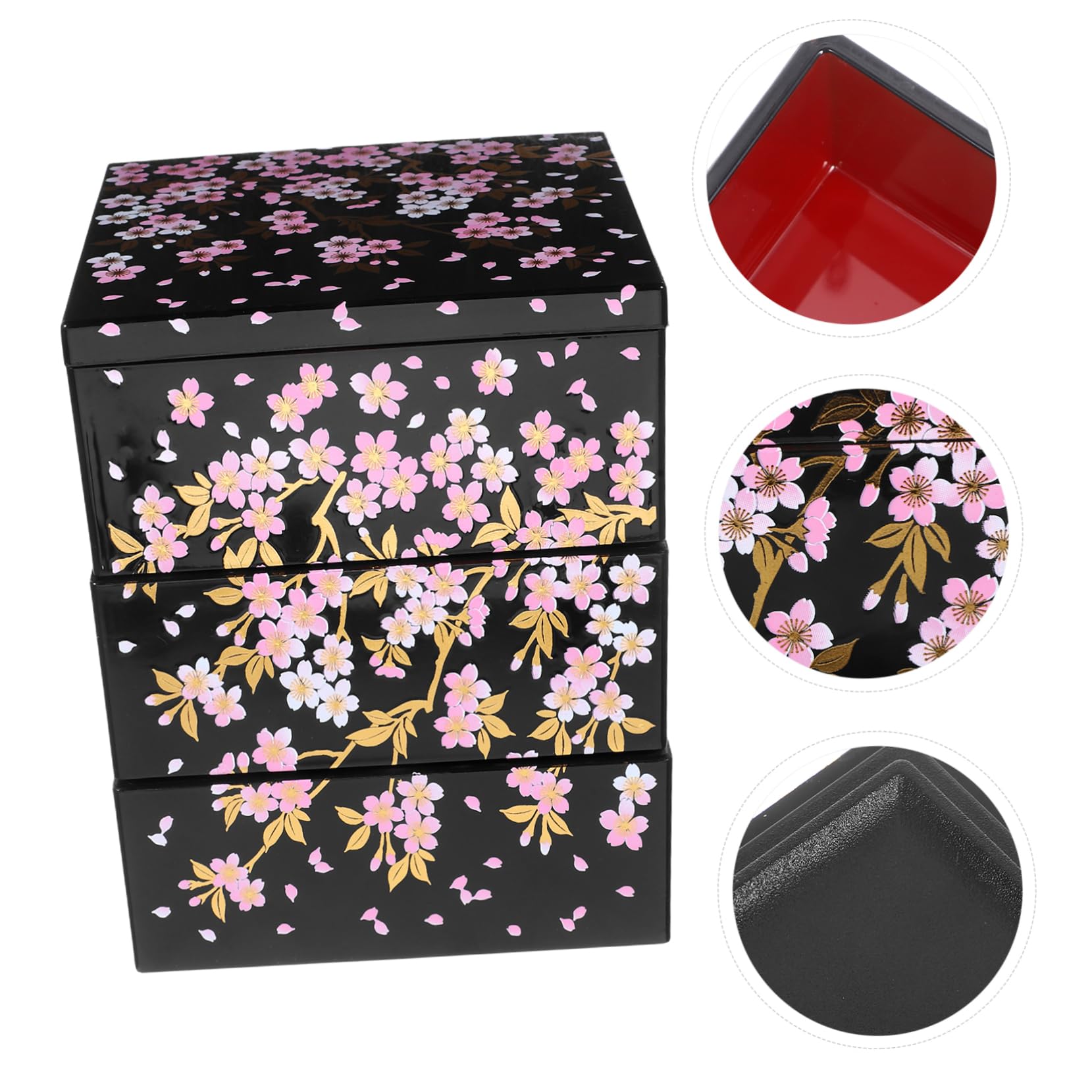 Alipis Boîte Bento Japonaise à Trois Niveaux Fleurs de Cerisier