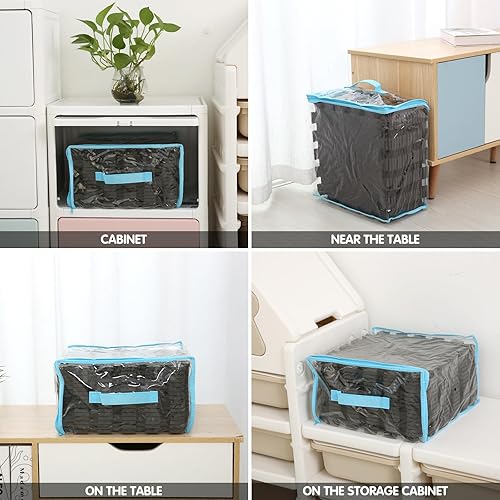 Miniatura 7 de Coolcandy Tapete de juego de espuma EVA, 16 azulejos coloridos para bebé, tapete de juego cuadrado para niños con color sólido, azulejos de espuma