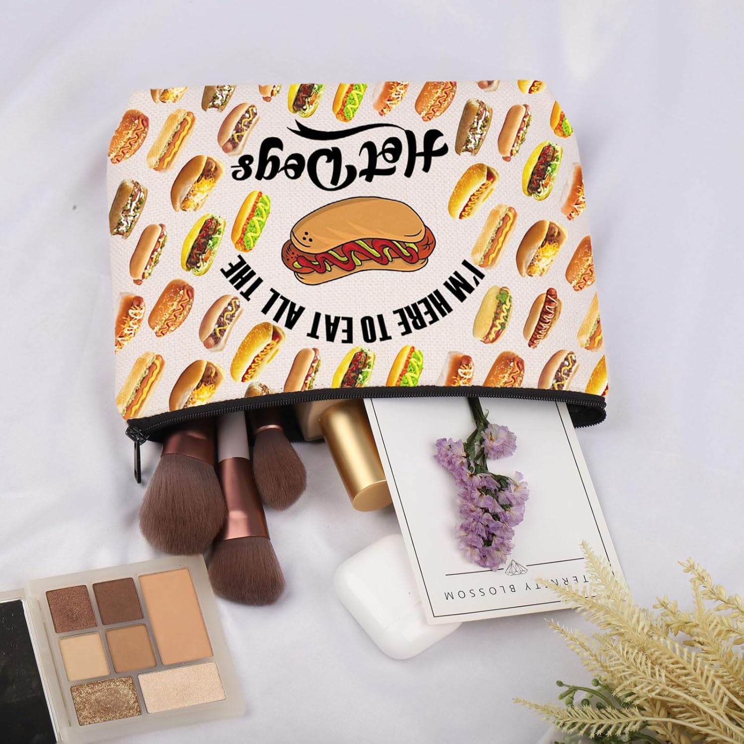 JNIAP Hot Dog Lover Gift I'm Here to Eat All the Hot Dogs Cosmetic Bag Foodie Gift (All the Hot Dogs Bag) - Image 4