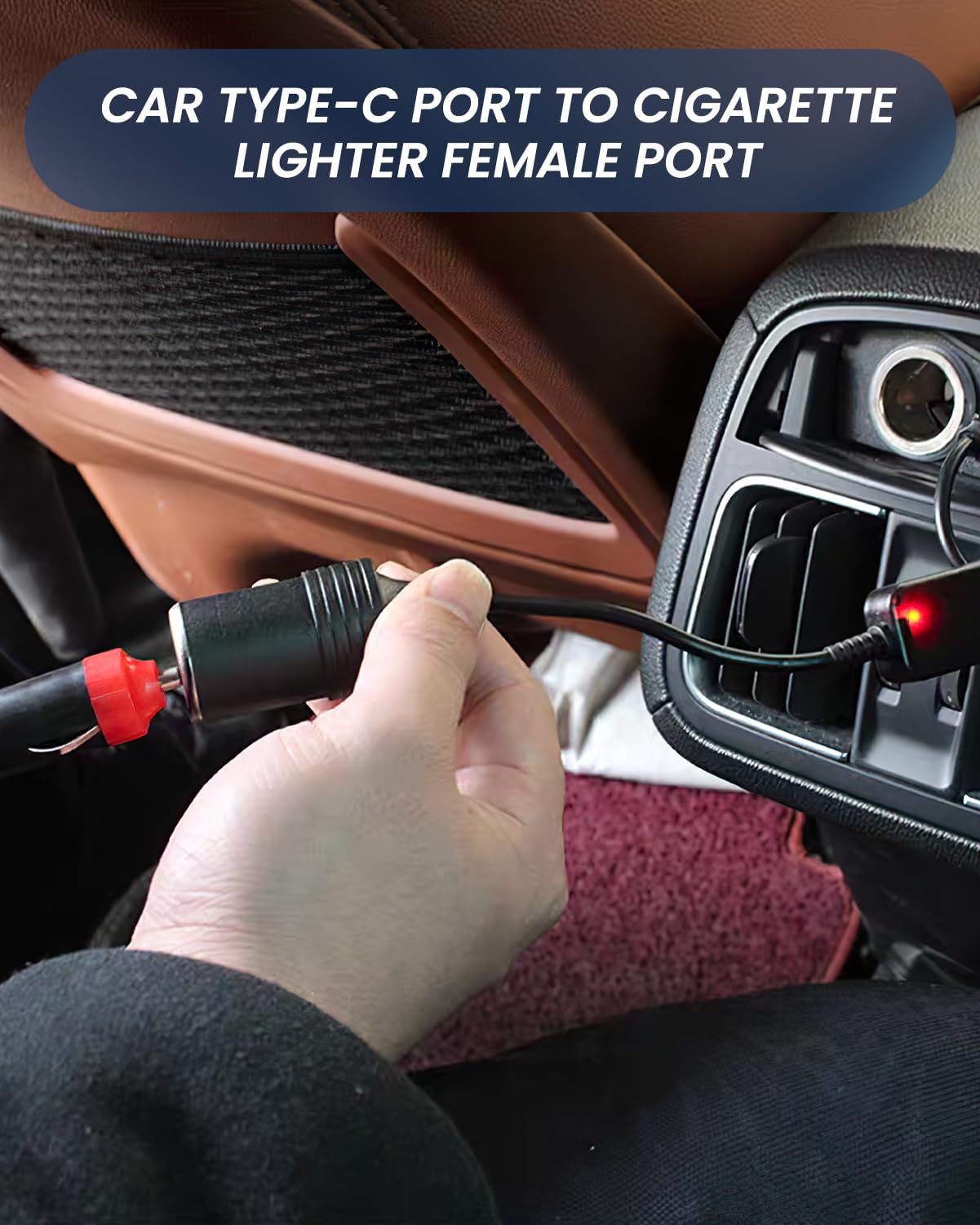 Adaptateur USB-C pour Allume-Cigare 12V Voiture,pour Enregistreur Embarqué | 60W - Prise USB-C vers Allume-Cigare,Rétroviseur avec Streaming, Radar de Vitesse, Éclairage d'Ambiance, DVR GPS