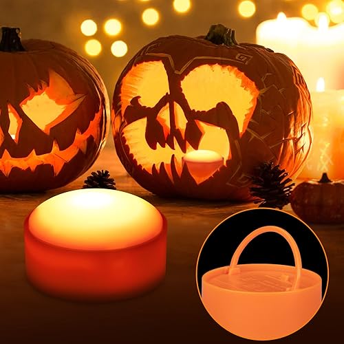 Miniatura 2 de Litake Luces de calabaza de Halloween con control remoto y temporizador, luces LED parpadeantes para decoraciones de interiorexterior, paquete de 4