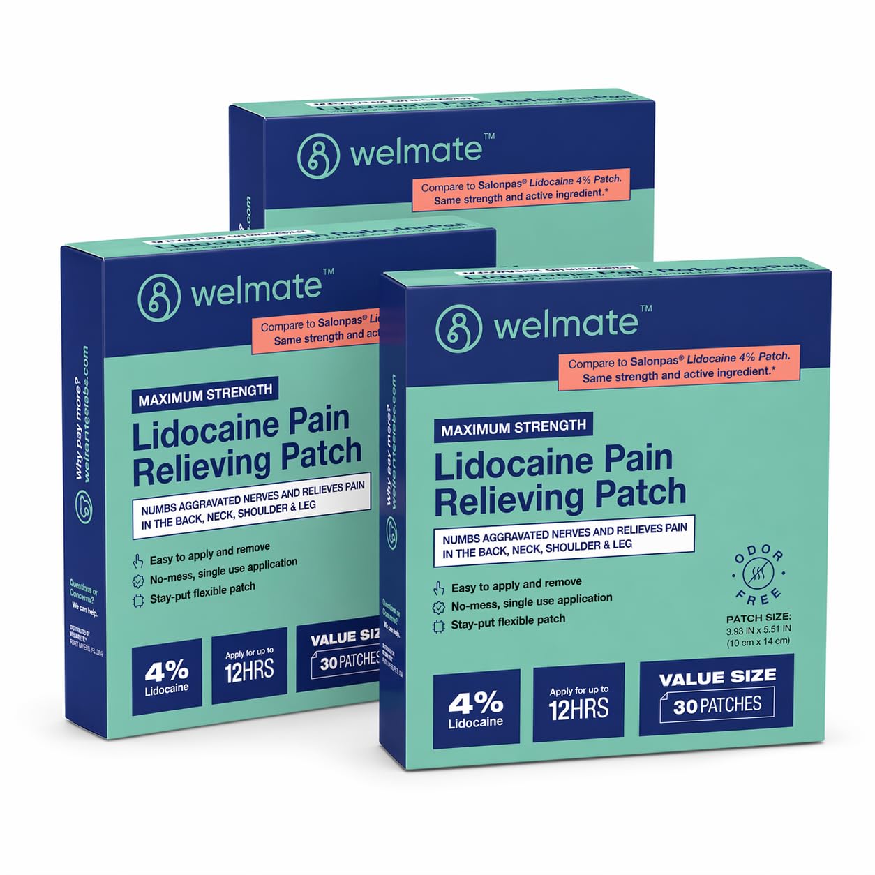 WELMATE 4% Lidocaine Pain Relief Patch Maximum Strength, 30 Count — Amazon image 9