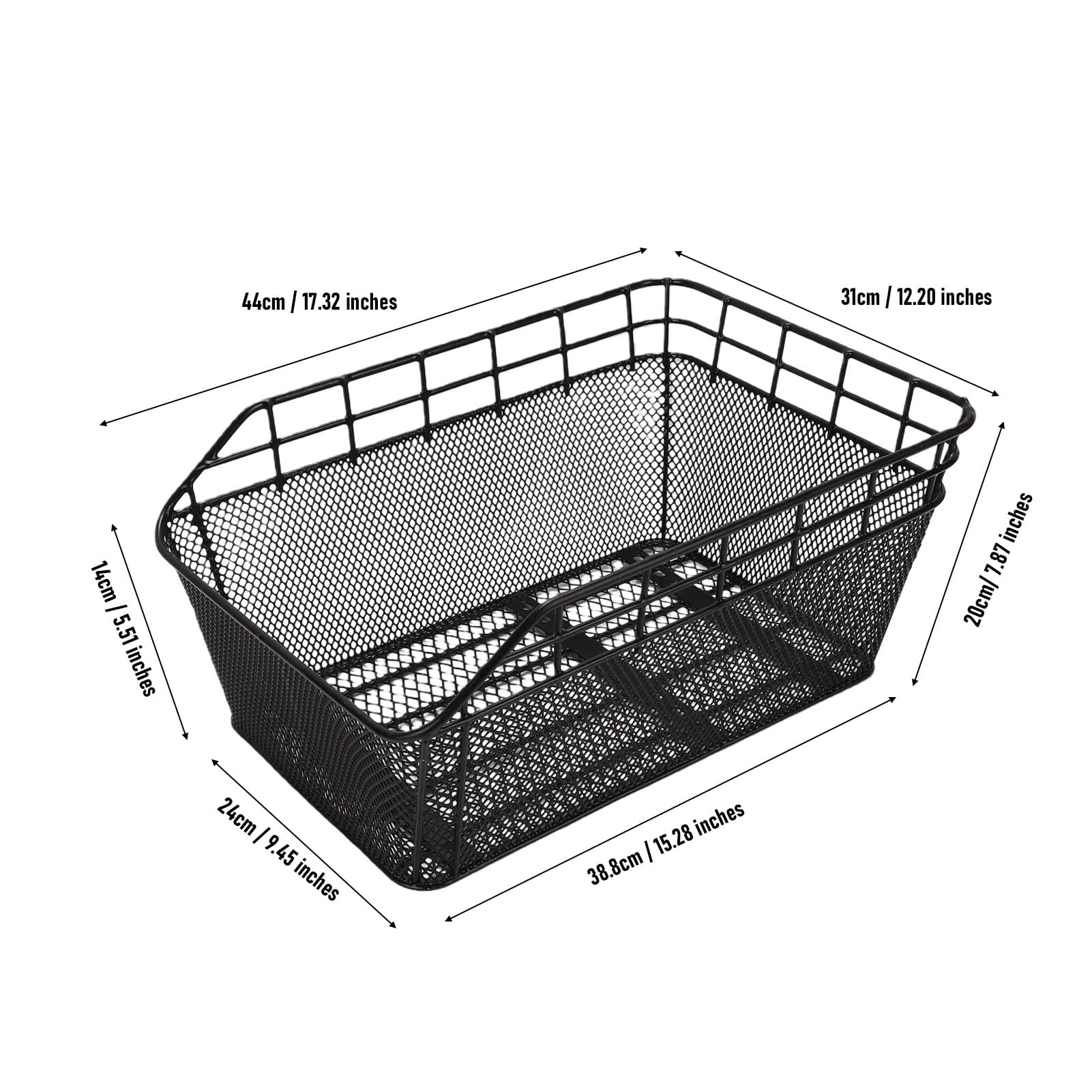 Generic Cestino di Carico Posteriore Design Resistente in Filo Metallico con Copertura Impermeabile per Generi Alimentari e attività Quotidiane, 44x31x20 Cm