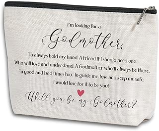Godmother Proposal Gifts Will You be My Godmother to be Gift Godmother Makeup Bag Mothers Day Gifts from Godchild New Godmother Announcement Gift Cosmetic Bag for Best Friends Sister Bestie BFF