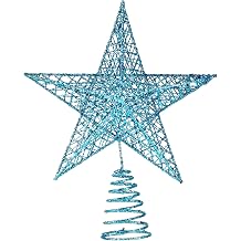 BinaryABC Christmas Tree Topper Star,Glittering Christmas Tree Decoration Ornaments,20cm (Blue)