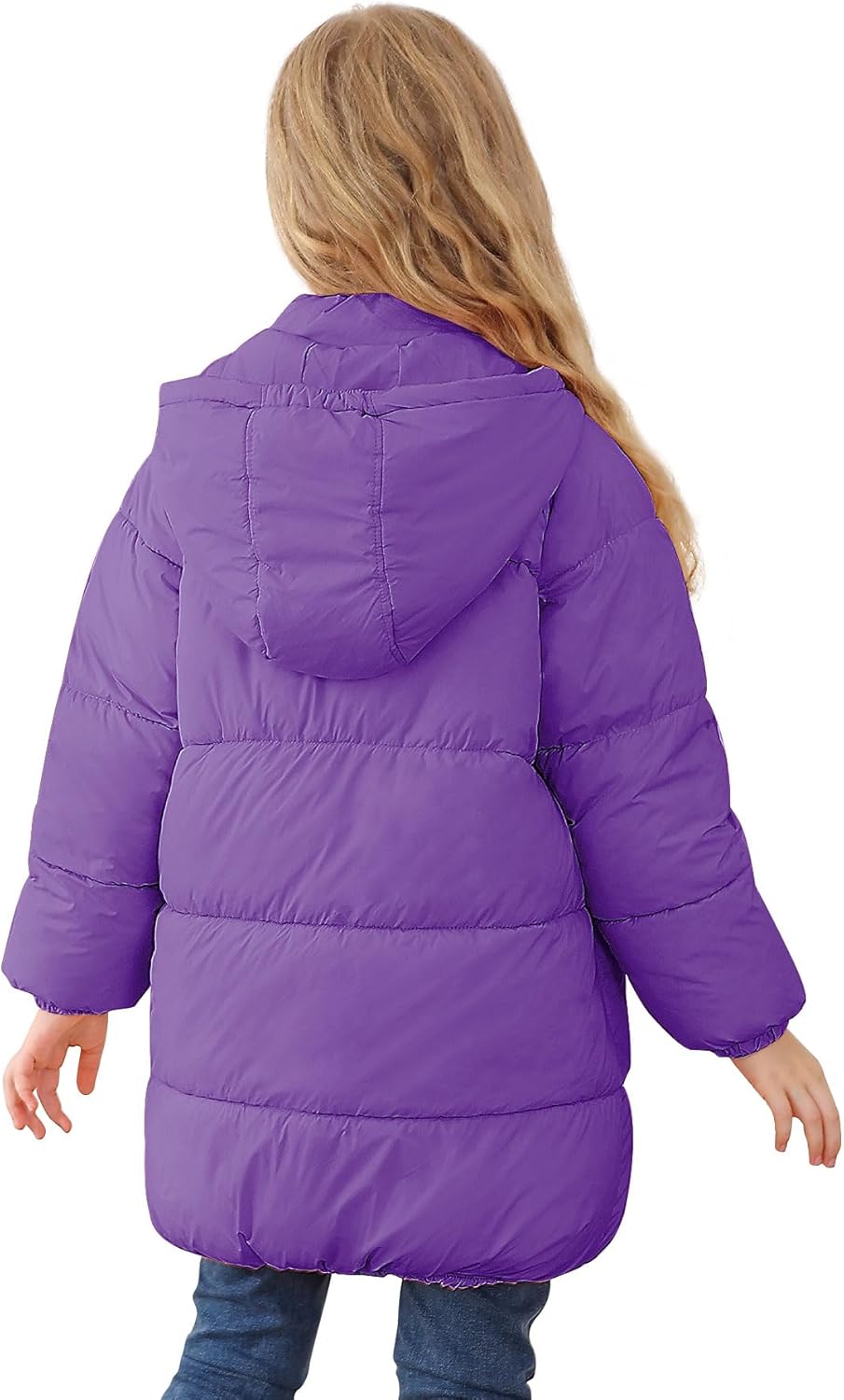 UNIFACO Girls Winter Coats Hooded Puffer Jackets Medium Length Down-like Cotton Coats Snow Outwear 5-12Y - Image 2