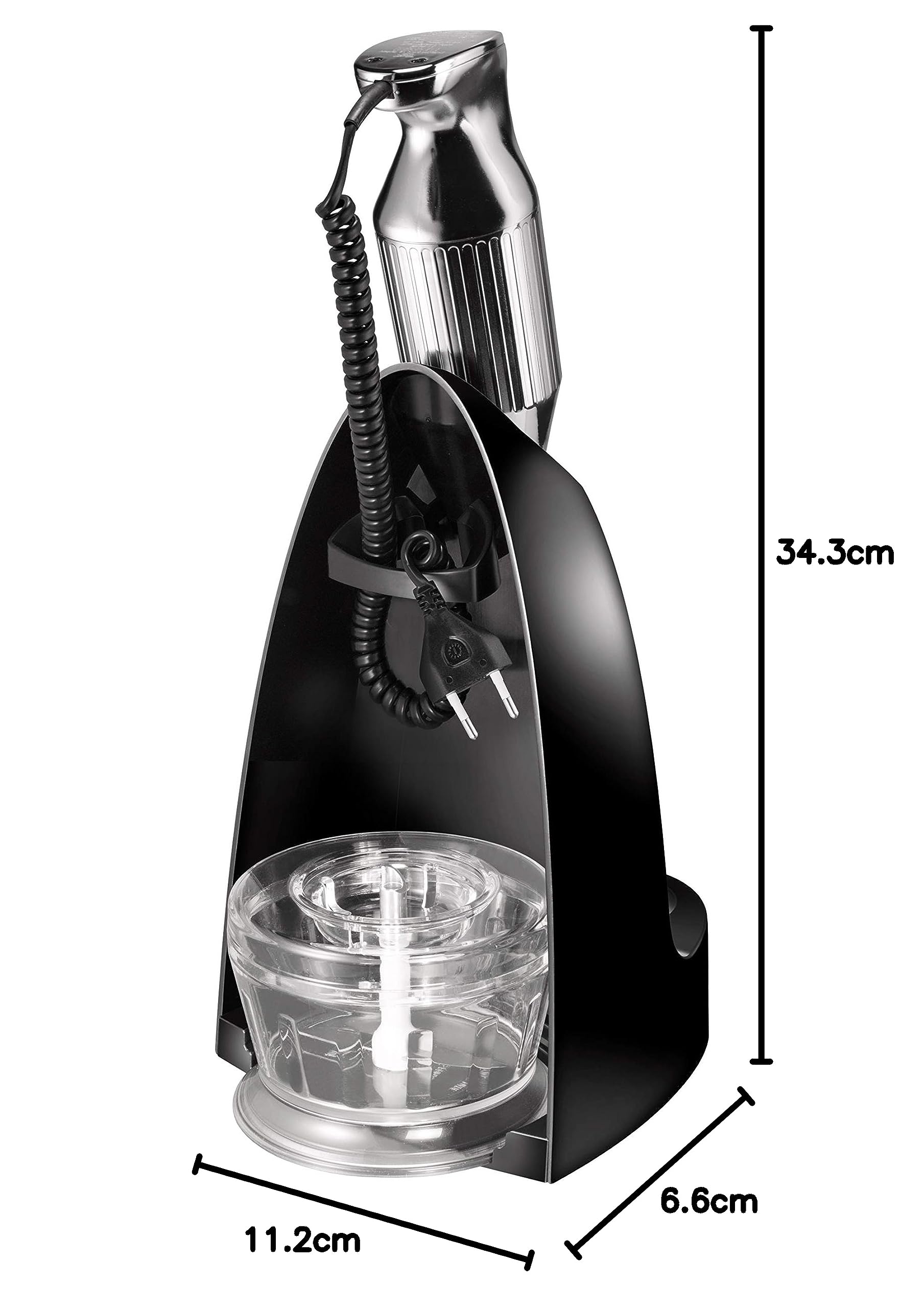 ESGE Zauberstab M 200 chrom 90580, blender ręczny, mikser ręczny, profesjonalny, akcesoria, do 17 000 obr./min, 200 W, ergonomiczny uchwyt, przełącznik podwójny, centrowanie nasadowe, silnik AC, kabel