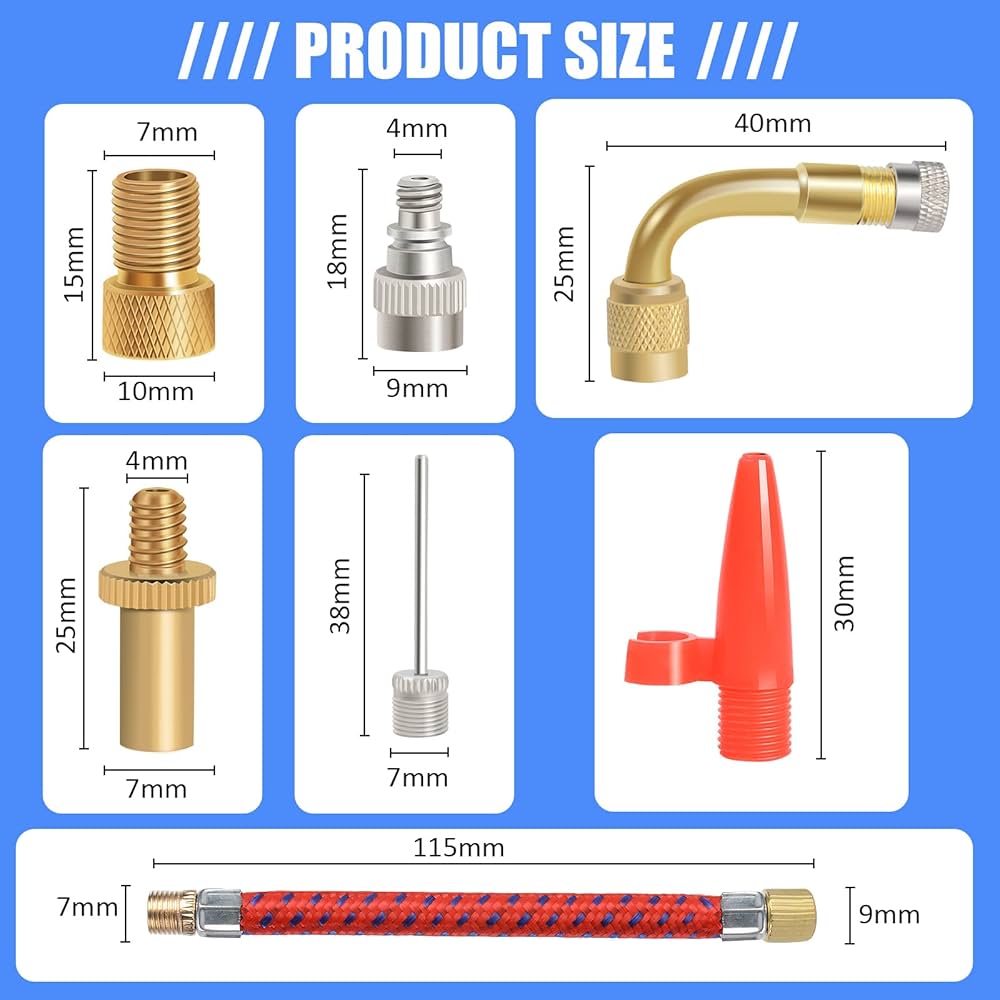 KOHMUI Fietsventieladapter Set 15-delig - Universele Adapter Voor SV, AV, DV Ventielen, Voor Pomp En Compressor