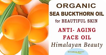 Botanical Beauty Certified Organic SEA BUCKTHORN OIL 100% Pure Natural Virgin Unrefined Cold-Pressed Carrier Oil for Face, Skin, Damaged Hair, Nails, Anti-Aging (0.33 Fl Oz)