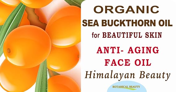 Botanical Beauty Certified Organic SEA BUCKTHORN OIL 100% Pure Natural Virgin Unrefined Cold-Pressed Carrier Oil for Face, Skin, Damaged Hair, Nails, Anti-Aging (0.33 Fl Oz)