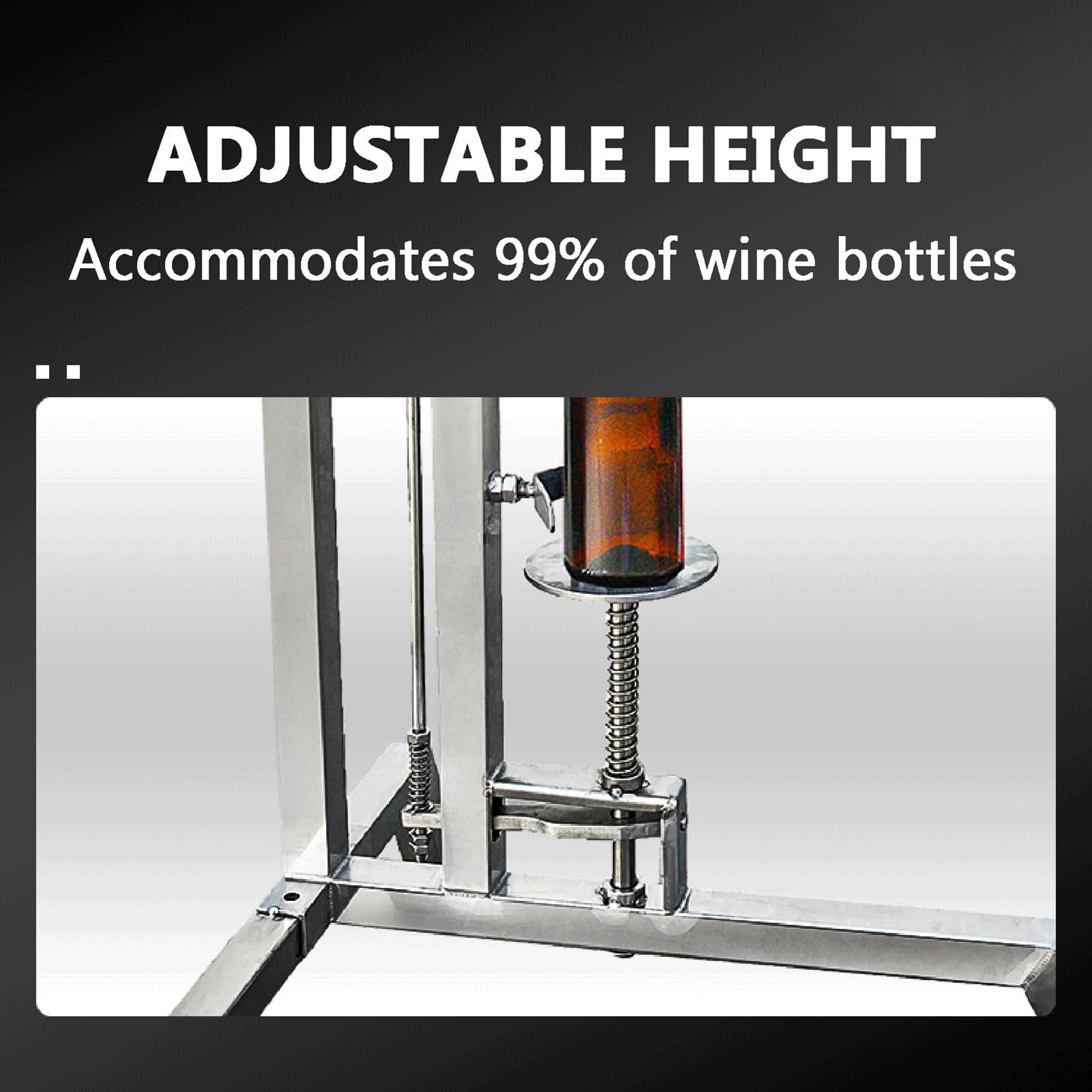 Tapón De Corcho para Botellas De Vino De Acero Inoxidable, Tapón De Corcho para Botellas De Vino De 375-750 Ml con Tapón De Corcho, Altura Ajustable, Kit De Taponado Manual, para Bodegas Domésticas