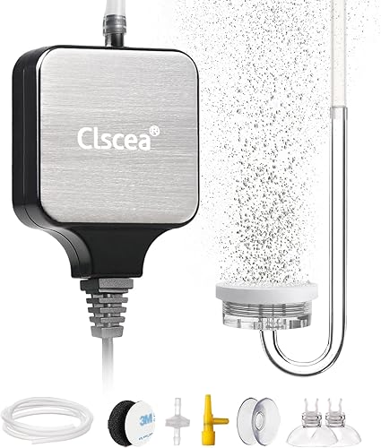 Vista 8 de Mini bomba aireadora de aire para acuario para pecera de 1-15 galones, súper silenciosa, 1.5 vatios Kit simple bomba de aire,Kit completo de bomba