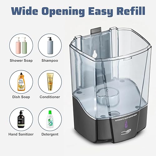 Miniatura 2 de Paquete de 4 dispensadores automáticos de jabón para montaje en pared, dispensador de jabón líquido sin contacto, funciona con pilas, dispensador