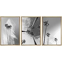 SIGNWIN 3 Piece Framed Canvas Wall Art Black and White Palm Tree Canvas Prints Home Artwork Decoration for Living Room,Bedroom - 16