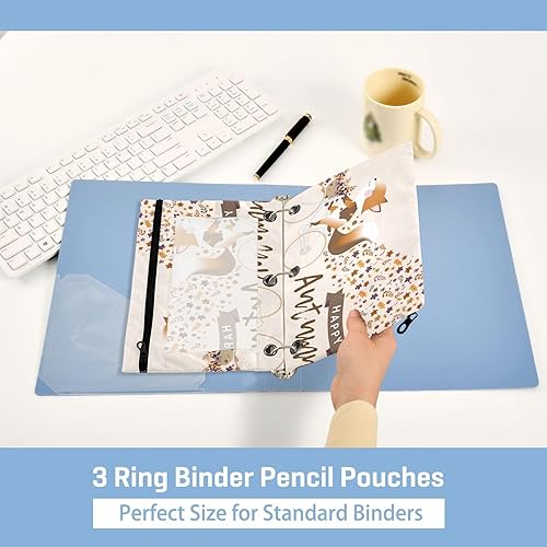 Miniatura 6 de Fox Ride - Estuche para lápices de bicicleta para 3 anillas, bolsa transparente para lápices con cremallera, estuche de otoño para suministros de