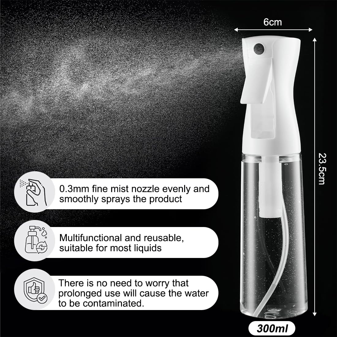 GGUFAY 2 Pezzi Spruzzino Nebulizzatore, 300 ML Spruzzino per Capelli, Bottigliette Spray, Ultrafine Nebulizzatore, Flacone Spray Per Acqua Continua, per Barbiere, Piante, Animali Domestici