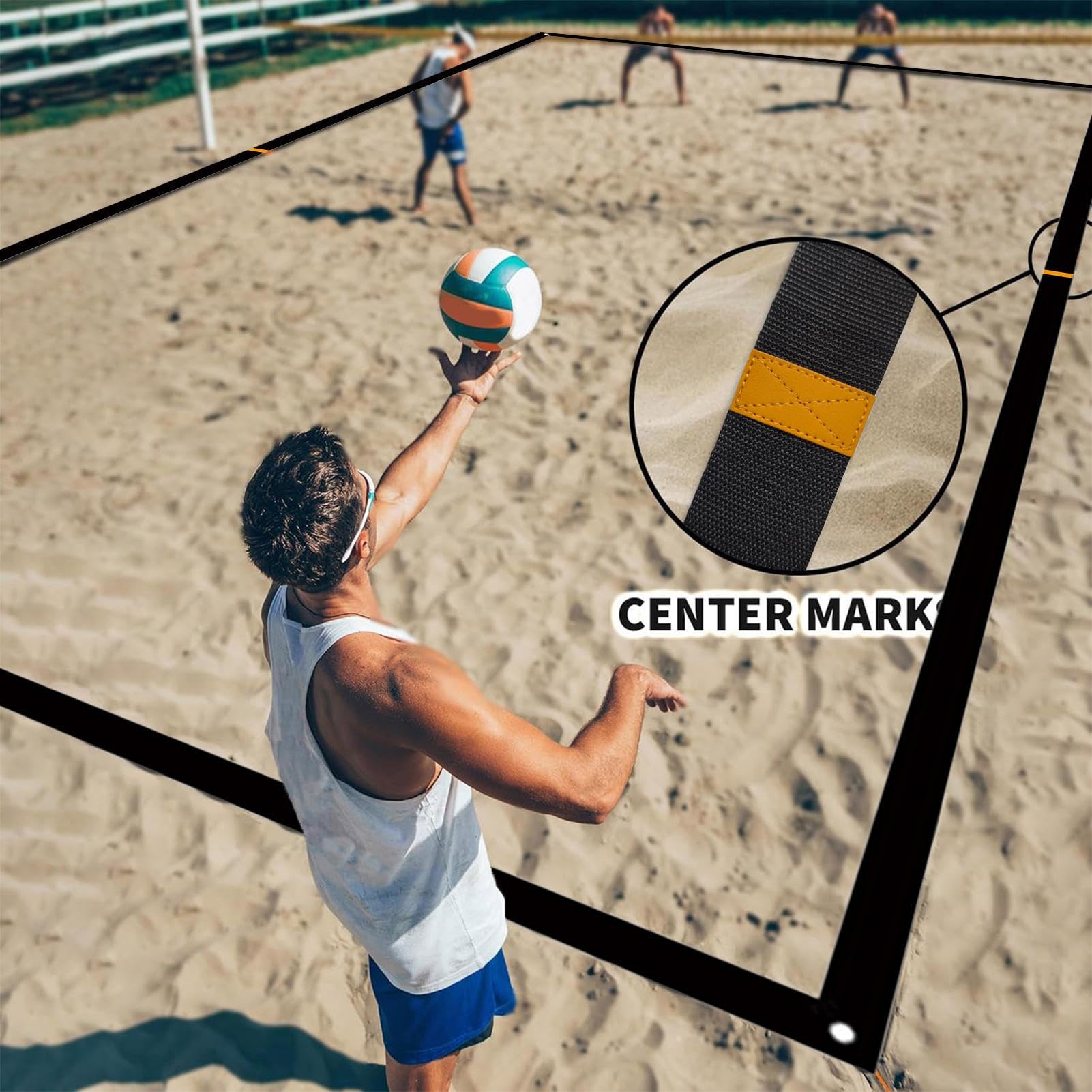 Lignes de volleyball pour gazon | Lignes de délimitation du terrain de volley-ball, jeu de cordes de marquage visibles pour pique-nique, jardin, camping, pelouse, plage, pelouse