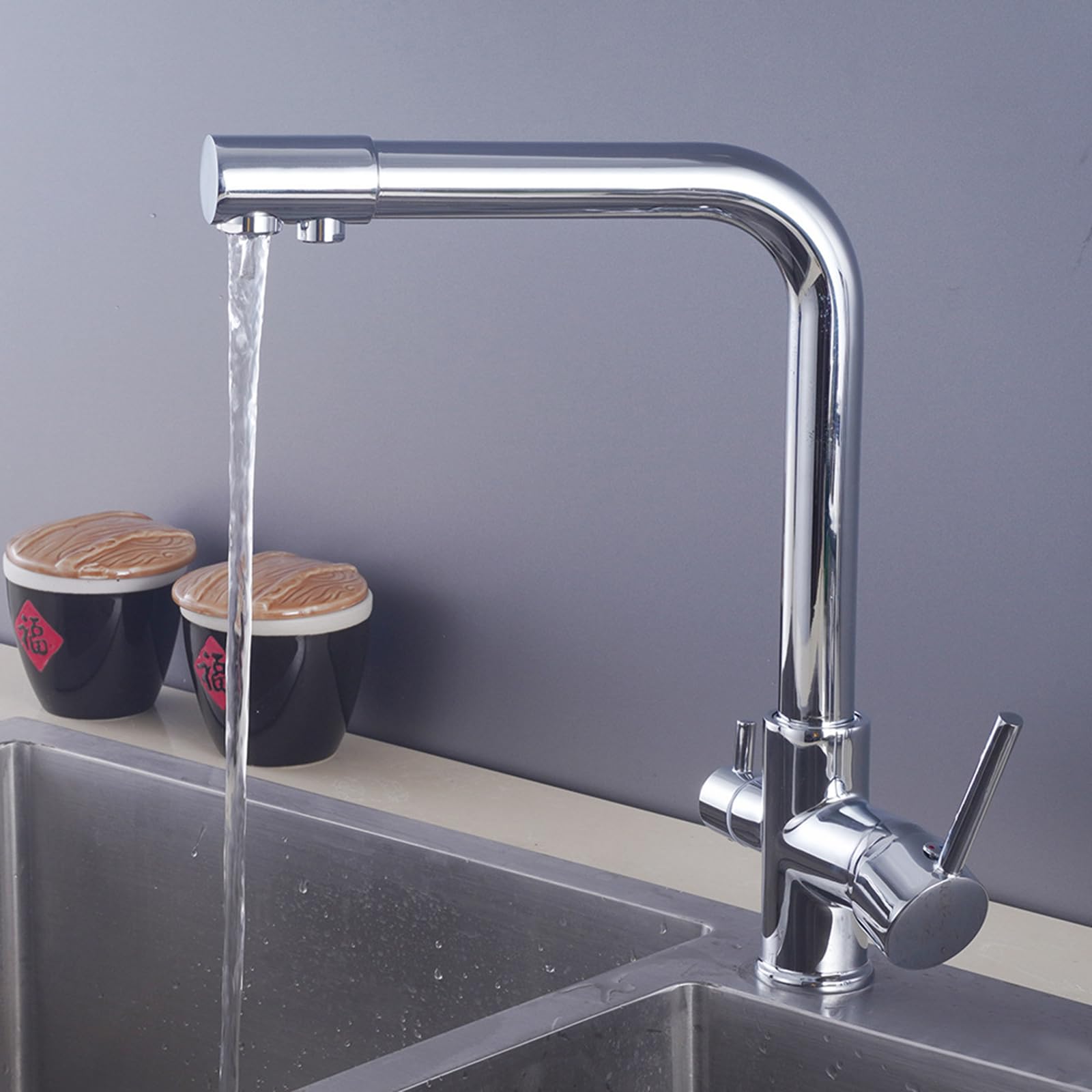 Robinet cuisine 3 en 1 élimine les bouteilles mitigeur filtré 360°