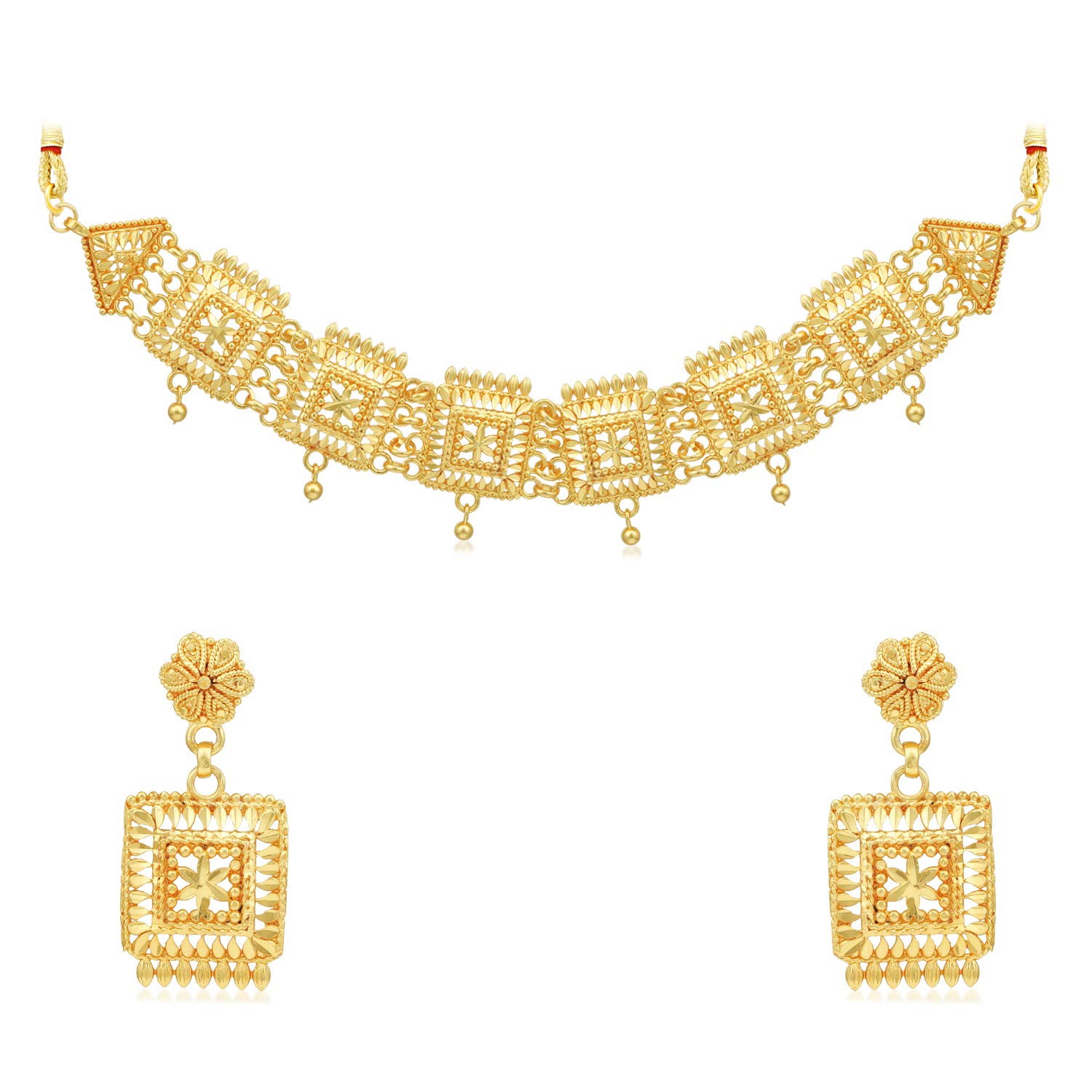 Sukkhi Glittery 24 Carat Gold Plated Choker Necklace Set for Women (SKR67360) (B08G2CC6ZH) Amazon Price History, Amazon Price Tracker