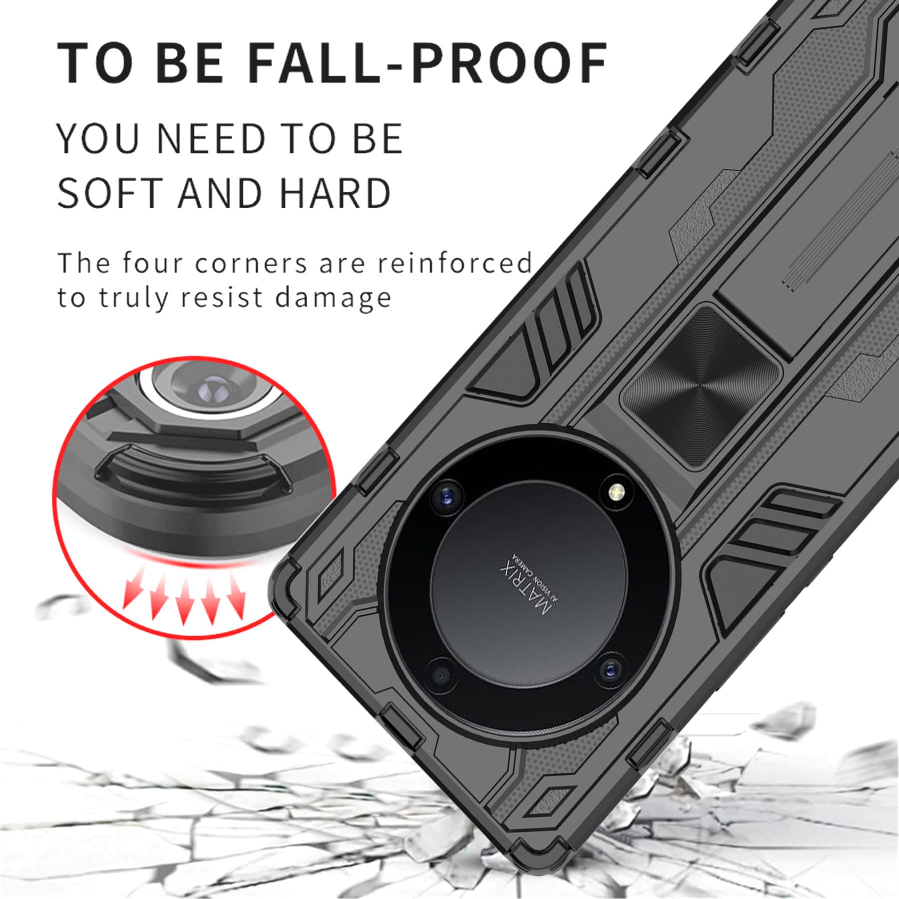 Custodia Honor Magic 5 Lite – SATURCASE 2 In 1 [PC + Silicone] Con Anello E Clichet Magnetico - 4