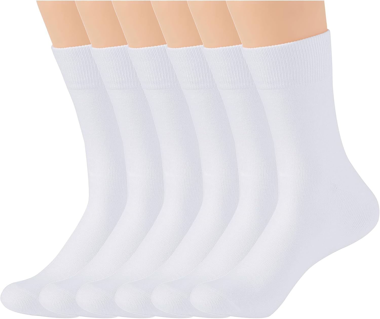 WiWi Womens Crew Socks Viscose Bamboo Casual Socks Super Soft Seamless Toe Sock Solid Cozy Calf Socks 6 Pairs