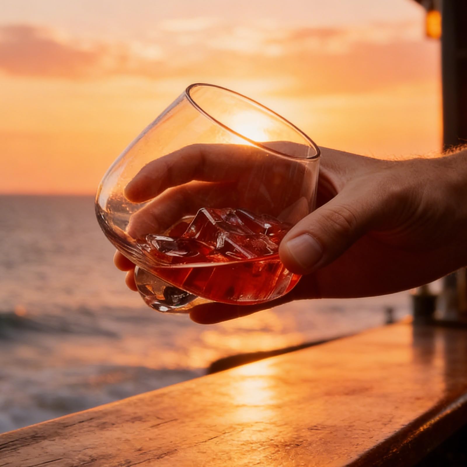 Bicchieri Whisky Rum: Set Da 2 Pezzi 235 Ml Cognac Vino Cristallo Rotanti Senza Stelo, Degustazione Vetro Inclinati Liquore, Bicchieri Da Rum Trasparenti per Bourbon, Scotch, Cognac E Cocktail