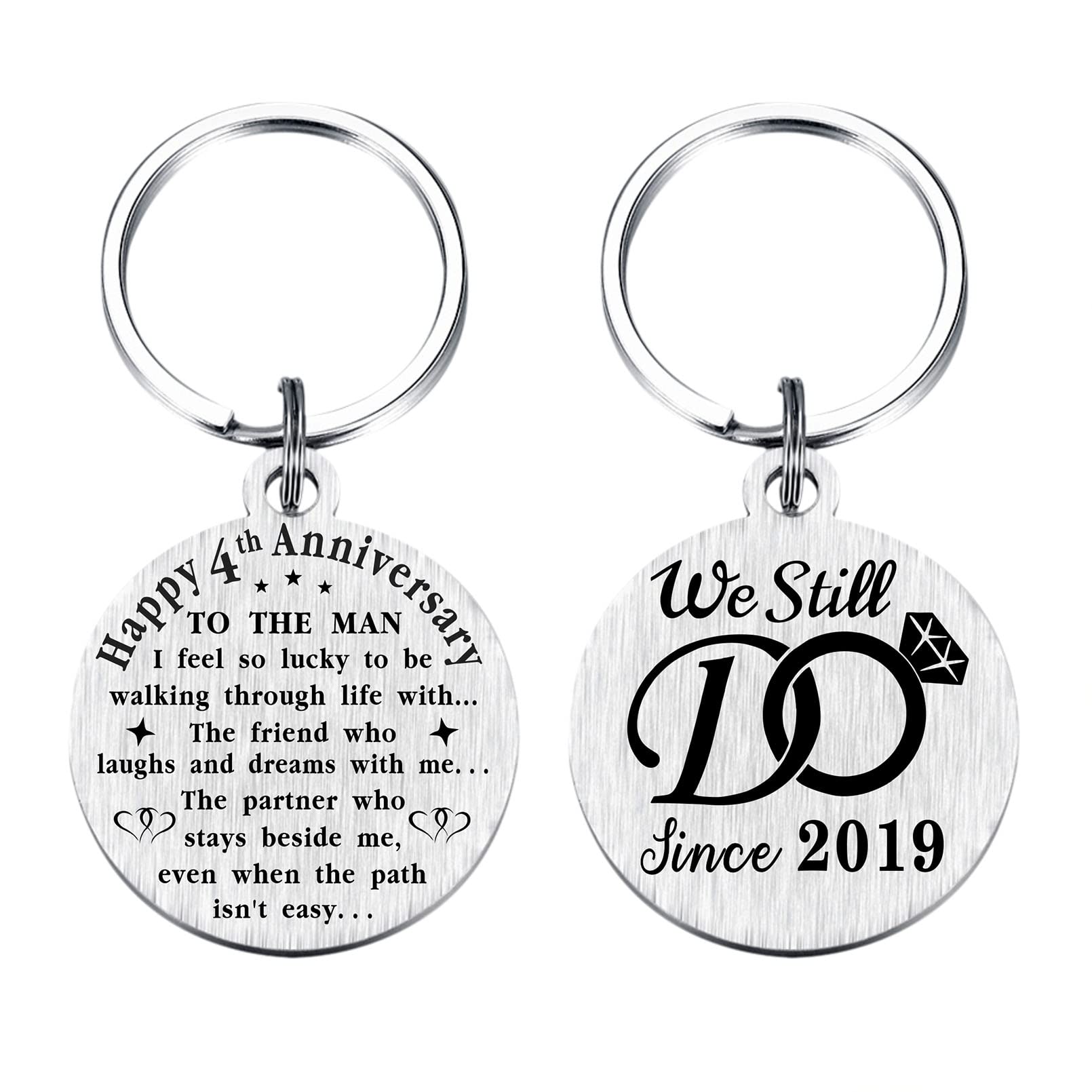 TANWIH 4th Wedding Anniversary Keychain Gifts, 4 Year Anniversary Decoration