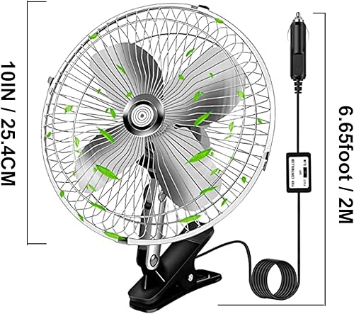 Miniatura 3 de Ventilador de encendedor de cigarrillos plateado de 10 pulgadas, ventilador de carrito de golf de ajuste de dos velocidades, ventilador de camión de