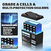 Vista 2 de Batería de litio Lifepo4 de 12 V 100 AH recargable Lifepo4 hasta 15000 ciclos profundos, buit in 100A BMS perfecta para motores de arrastre