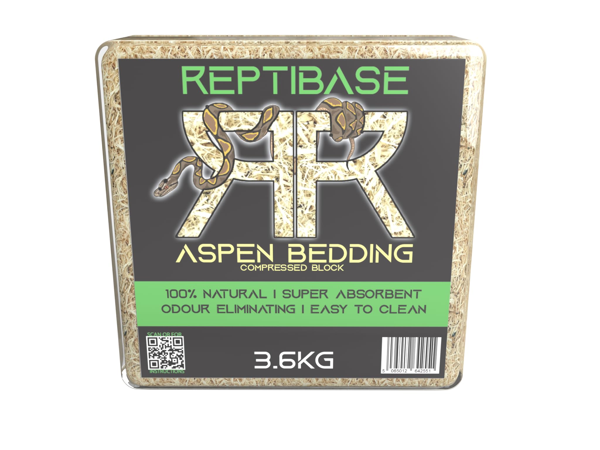 Retics & Reptiles Aspen Bedding ReptiBase | Literie super absorbante | 100 % naturelle | Facile à nettoyer | Élimination des odeurs | Convient pour reptiles, mammifères et amphibiens 60 litres (3,6 kg
